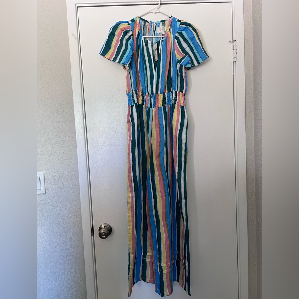 NWT Anthropologie “Maeve” Striped Linen‑Blend Jumpsuit – XS Petite